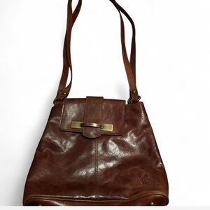Patricia Nash Rich Brown Leather Shoulder Bag